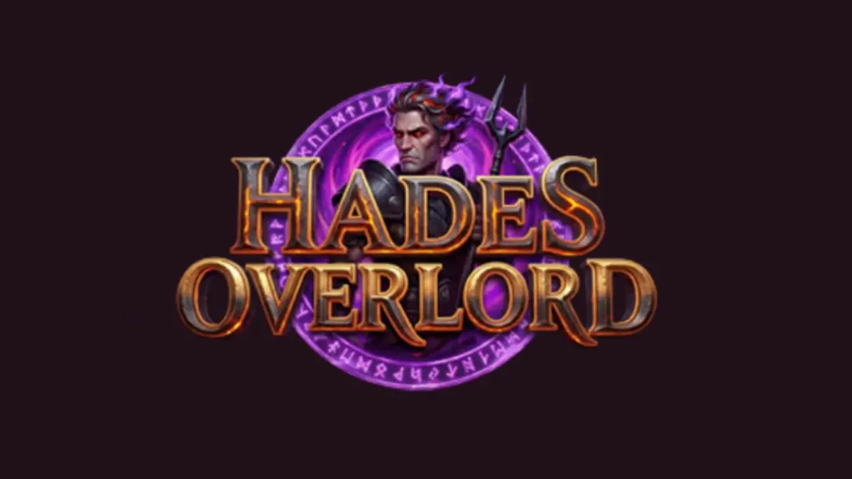 Tampilan visual slot Hades Overlord dengan tema dunia bawah yang gelap dan simbol mitologi Yunani.